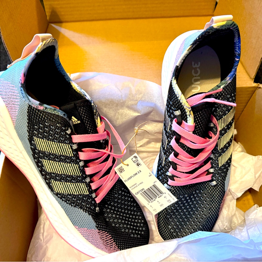 Adidas FluidFlow 2.0 Women's Black and Pink Sneakers (GX7290)